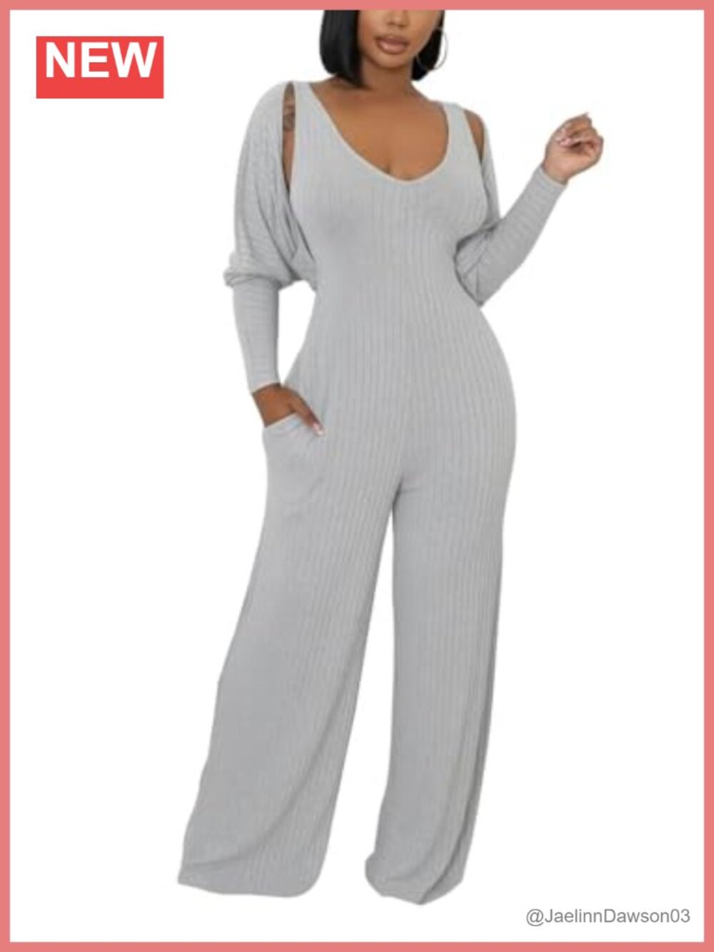 Sexy 2 Piece Knit Set Long Sleeve Crop Cardigan Wide Leg Pants
